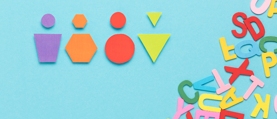 Formes géométriques et lettres colorées